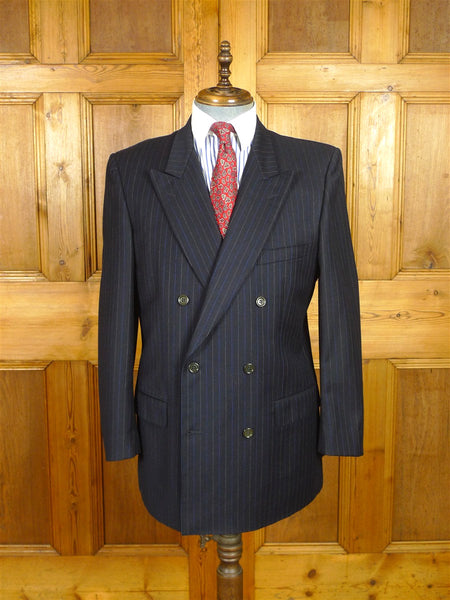 26/0523 immaculate vintage gieves & hawkes savile row navy / royal blue 7 white pin-stripe d/b worsted suit jacket blazer 41 regular