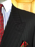 26/0543 immaculate vintage brioni black multi-stripe luxury wool d/b suit jacket blazer w/ embroidered linings 45 regular