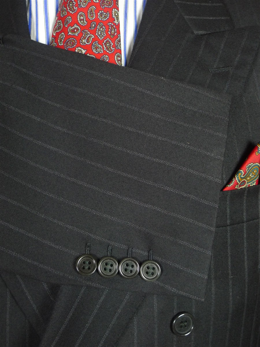 26/0543 immaculate vintage brioni black multi-stripe luxury wool d/b suit jacket blazer w/ embroidered linings 45 regular
