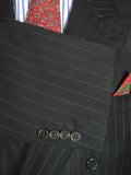 26/0543 immaculate vintage brioni black multi-stripe luxury wool d/b suit jacket blazer w/ embroidered linings 45 regular