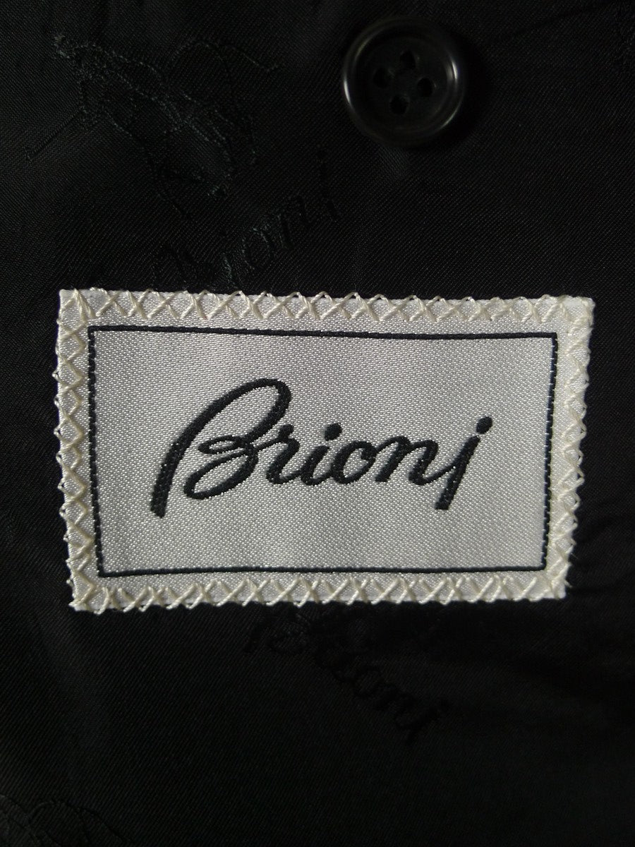 26/0543 immaculate vintage brioni black multi-stripe luxury wool d/b suit jacket blazer w/ embroidered linings 45 regular