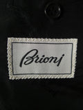 26/0543 immaculate vintage brioni black multi-stripe luxury wool d/b suit jacket blazer w/ embroidered linings 45 regular