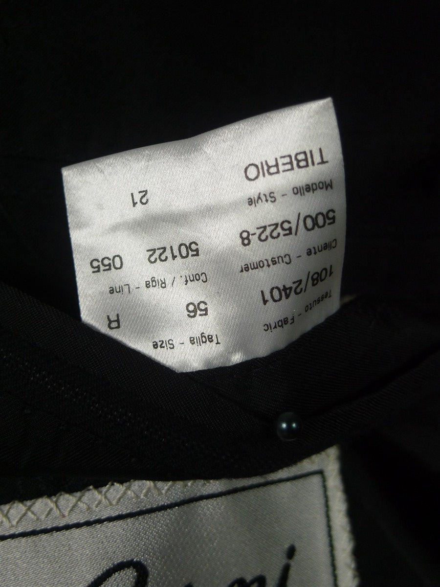 26/0543 immaculate vintage brioni black multi-stripe luxury wool d/b suit jacket blazer w/ embroidered linings 45 regular