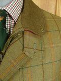 26/0546 mint nearly new chrysalis green / graph check tweed shooting jacket field coat w/ all weather membrane 46
