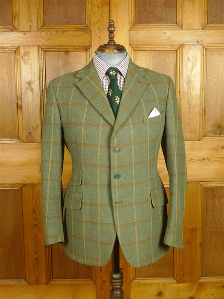 26/0549 fabulous vintage john g hardy heavyweight bold green & amber wp check tweed twill sports jacket 42 regular