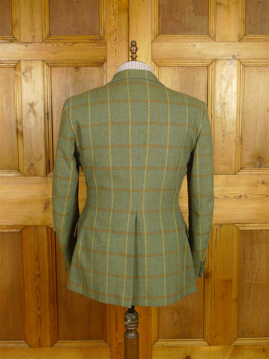 26/0549 fabulous vintage john g hardy heavyweight bold green & amber wp check tweed twill sports jacket 42 regular