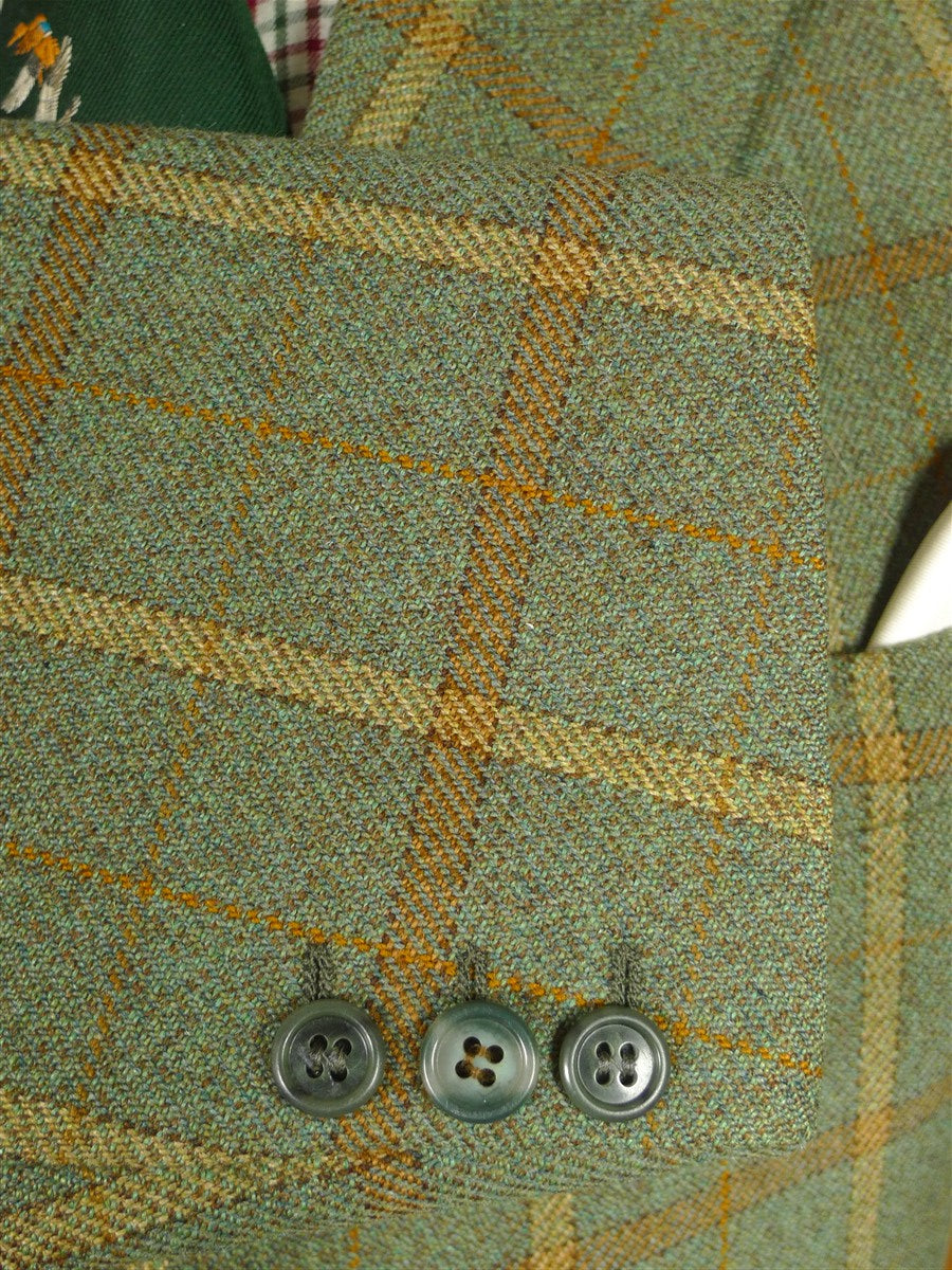 26/0549 fabulous vintage john g hardy heavyweight bold green & amber wp check tweed twill sports jacket 42 regular