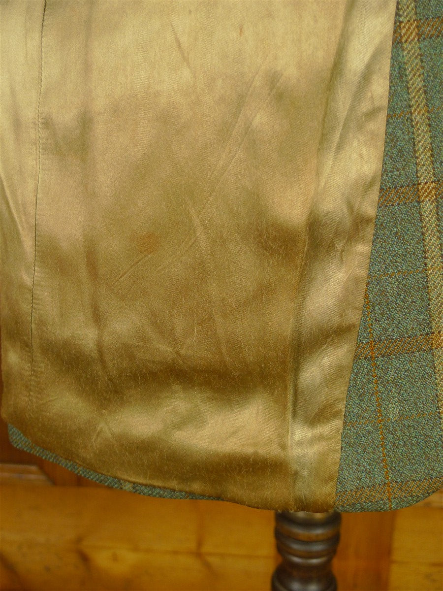 26/0549 fabulous vintage john g hardy heavyweight bold green & amber wp check tweed twill sports jacket 42 regular