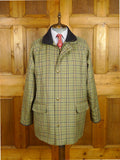 26/0544 near immaculate chrysalis green graph check tweed shooting jacket field coat w/ all weather membrane 44-45