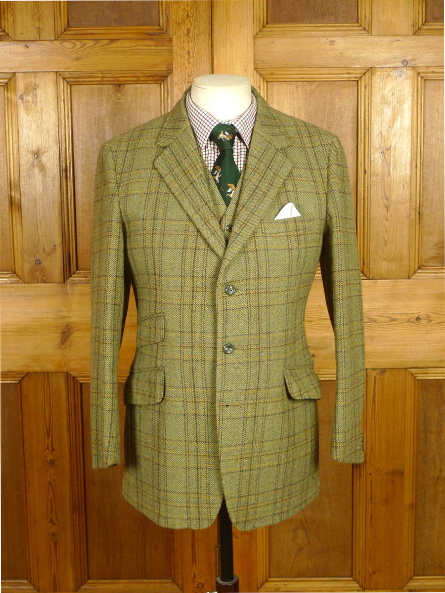 26/0548 near immaculate john g hardy heavyweight cloth bespoke tailored 3-piece tweed suit 38 short to regular