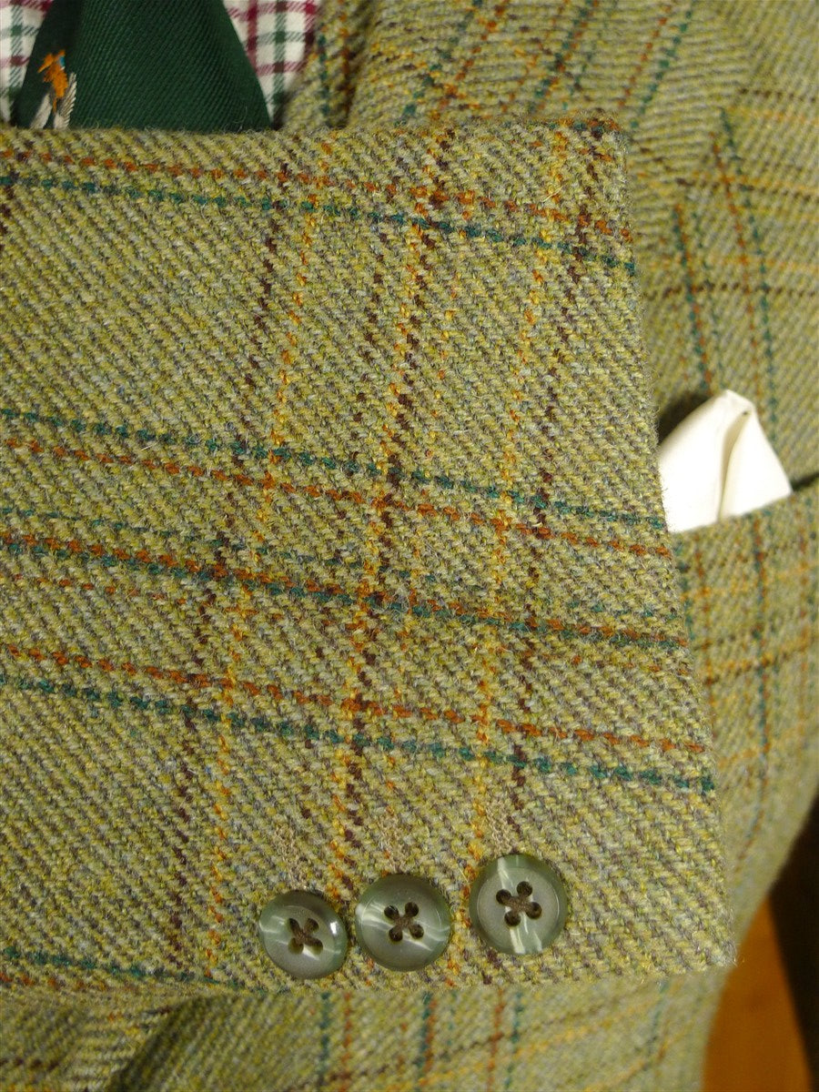 26/0548 near immaculate john g hardy heavyweight cloth bespoke tailored 3-piece tweed suit 38 short to regular