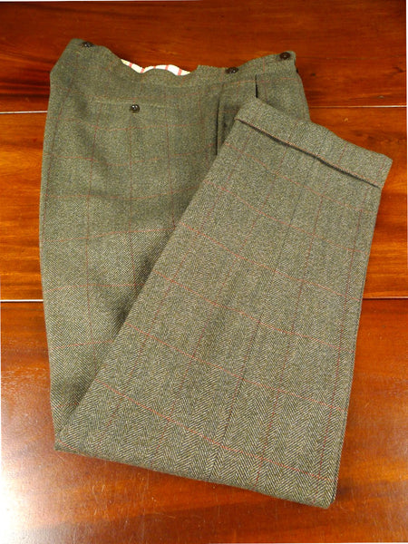 26/0550 immaculate 1983 vintage tom brown savile row bespoke brown / red wp check herringbone country trouser 36-40