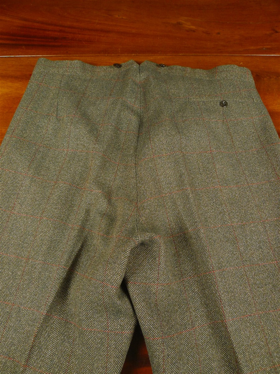 26/0550 immaculate 1983 vintage tom brown savile row bespoke brown / red wp check herringbone country trouser 36-40