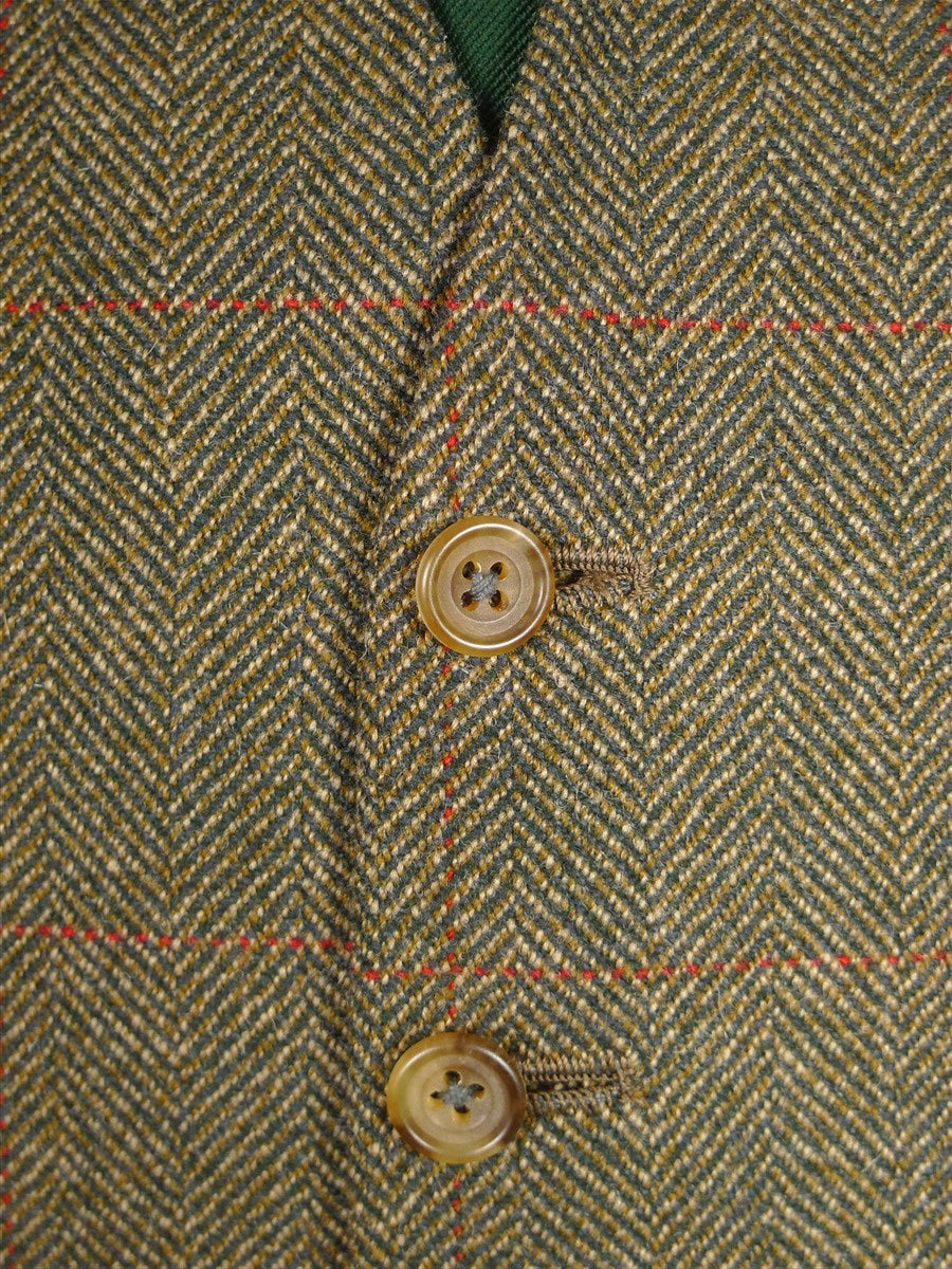 26/0551 vintage tom brown savile row bespoke brown / red wp check tweed country waistcoat 42-43