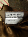 26/0551 vintage tom brown savile row bespoke brown / red wp check tweed country waistcoat 42-43