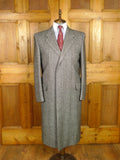 26/0555 near immaculate vintage crombie grey herringbone wool fly-front overcoat 40 regular