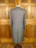 26/0555 near immaculate vintage crombie grey herringbone wool fly-front overcoat 40 regular