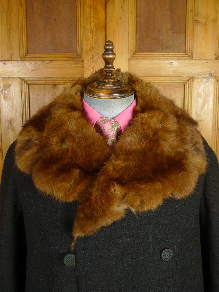 26/1090 amazing 1900s antique very heavy overcoat w/ mink linings & collar 42 (uk shipping only)