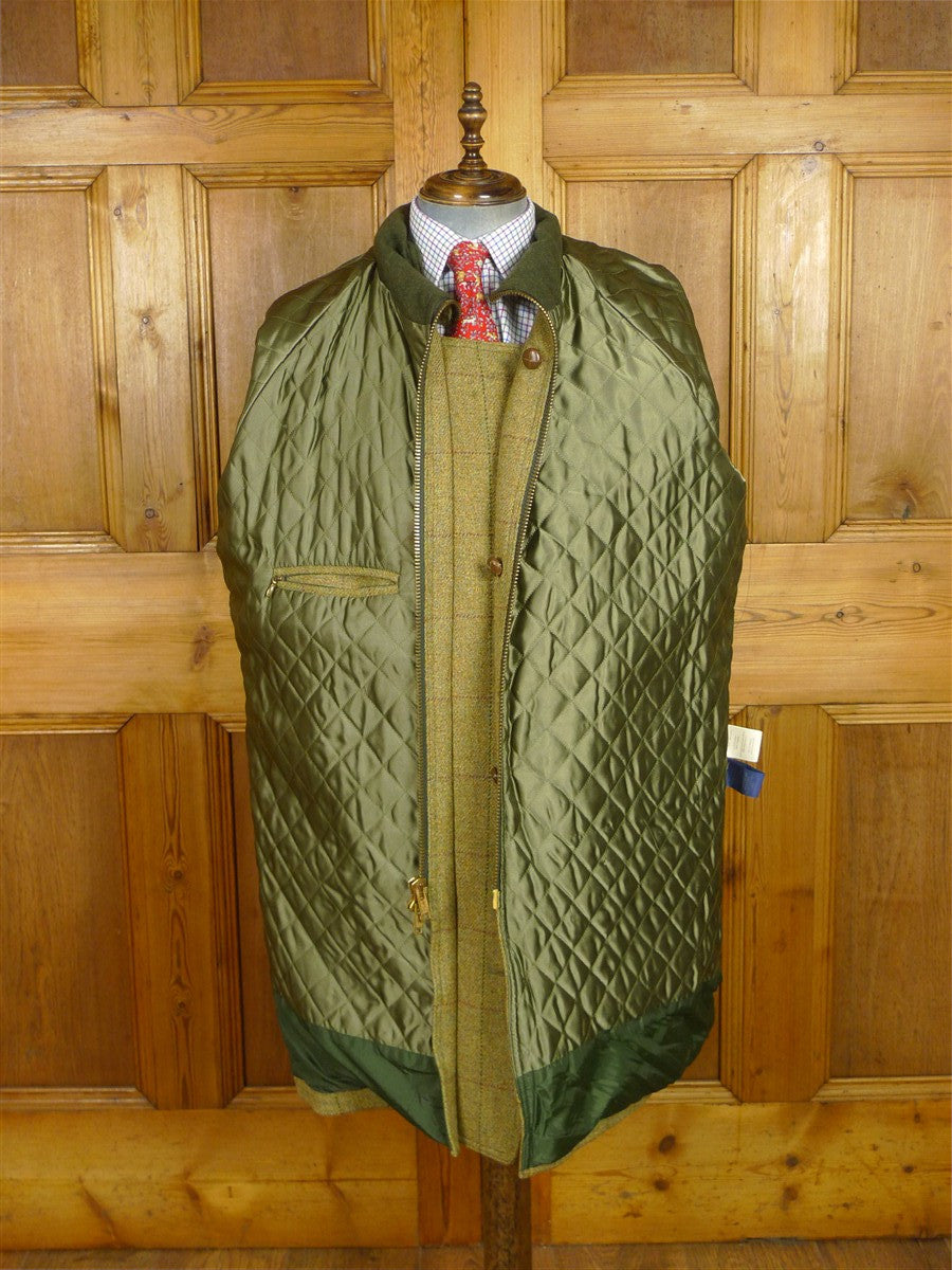 26/0564 immaculate p&j haggart of aberfeldy green wp check tweed shooting jacket field coat w/ all-weather membrane 50-52