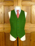 26/0569 immaculate john g hardy green doeskin wool country waistcoat w/ gold satin lining 37-38