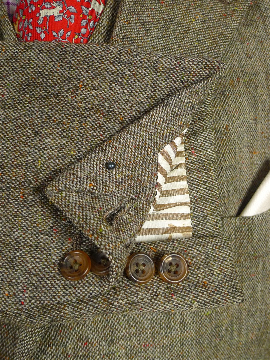 26/0581 vintage 1988 dege & sons savile row bespoke light brown donegal weave 3-piece tweed suit 38 long
