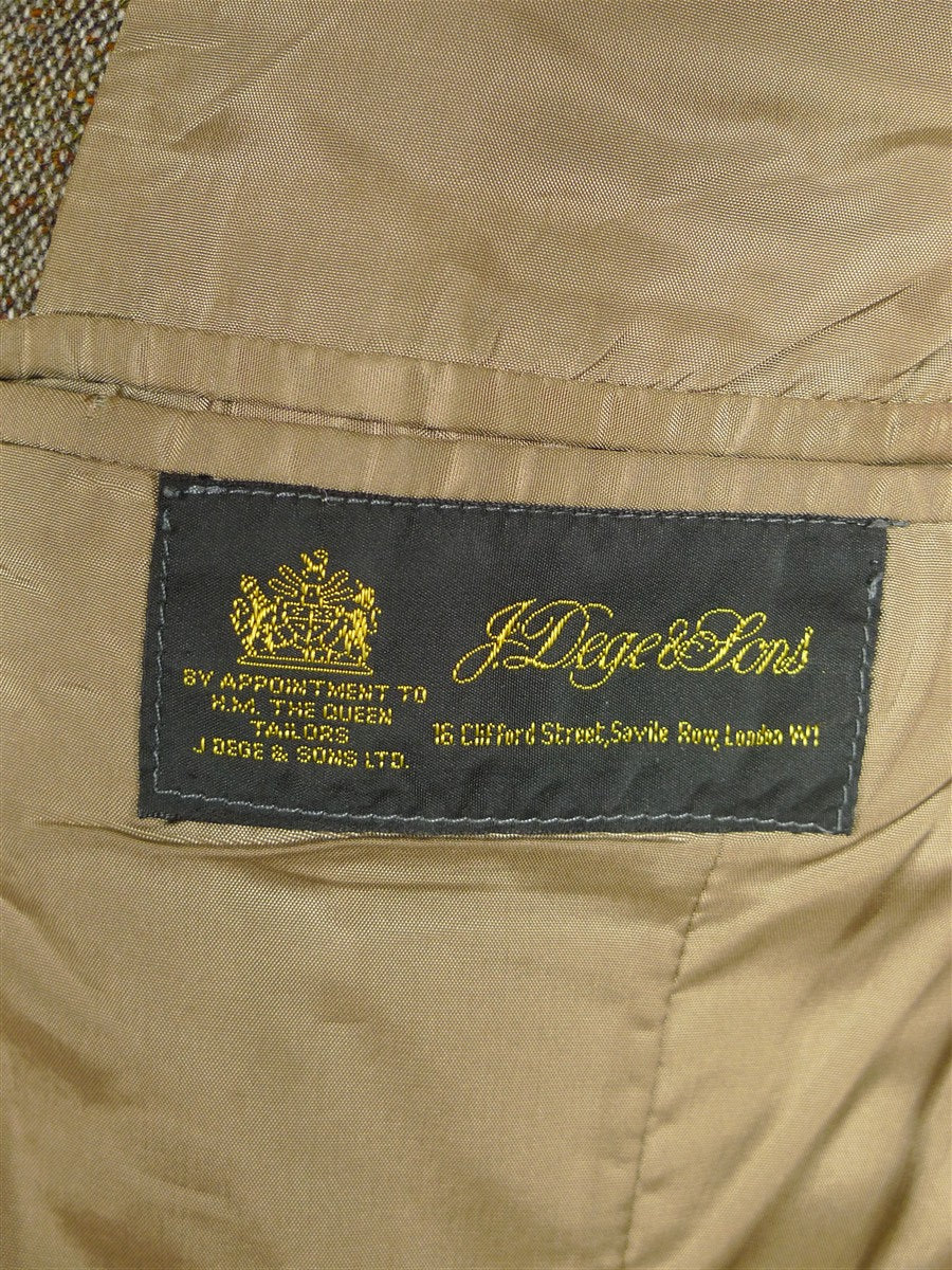 26/0581 vintage 1988 dege & sons savile row bespoke light brown donegal weave 3-piece tweed suit 38 long
