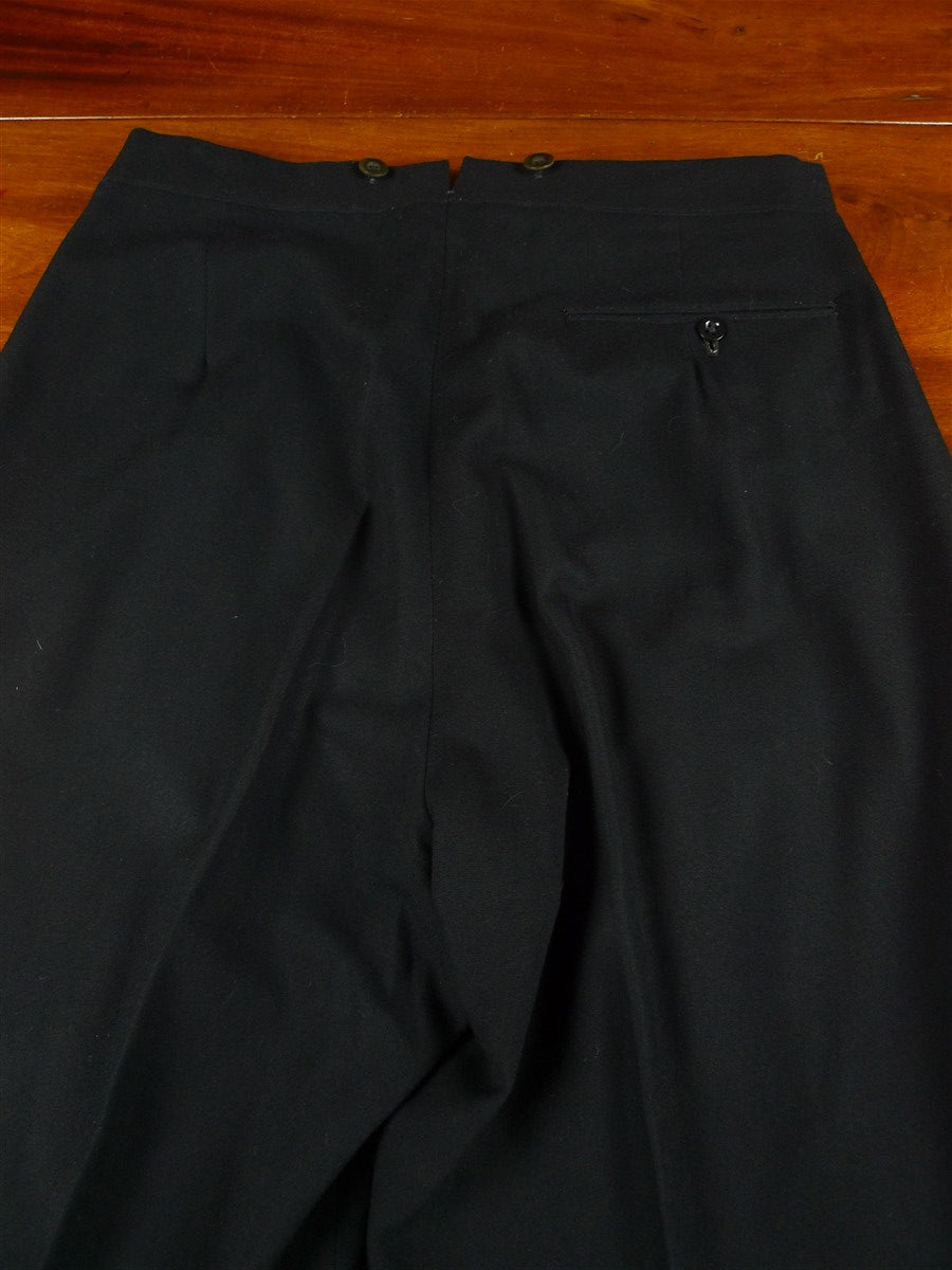 26/0584 vintage 1950s 1960s british high-rise black barathea wool evening trouser 33