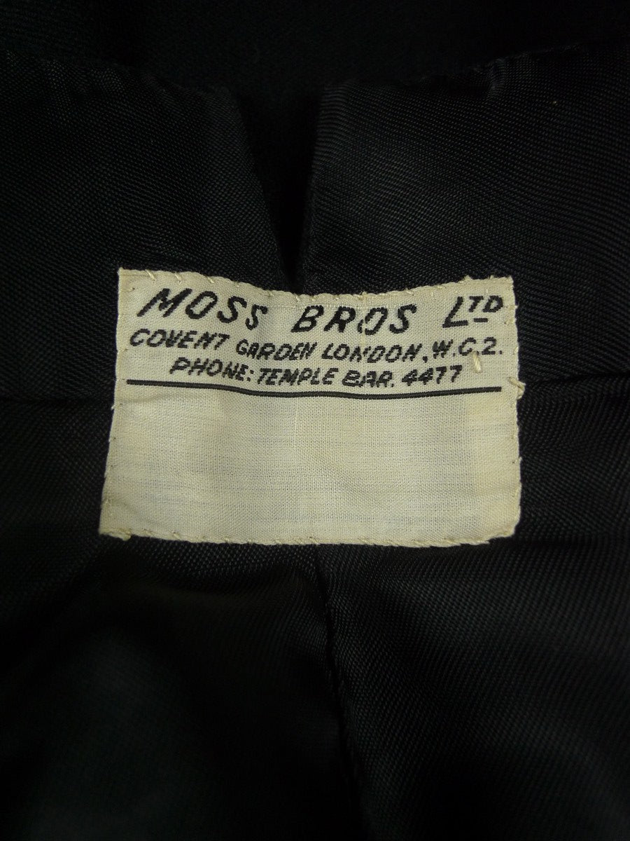 26/0584 vintage 1950s 1960s british high-rise black barathea wool evening trouser 33