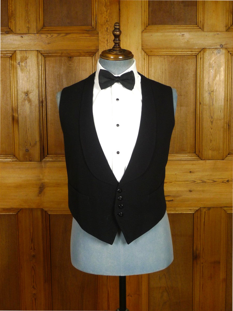 26/0585 vintage 1940s 1950s black barathea wool evening dress shawl waistcoat 39