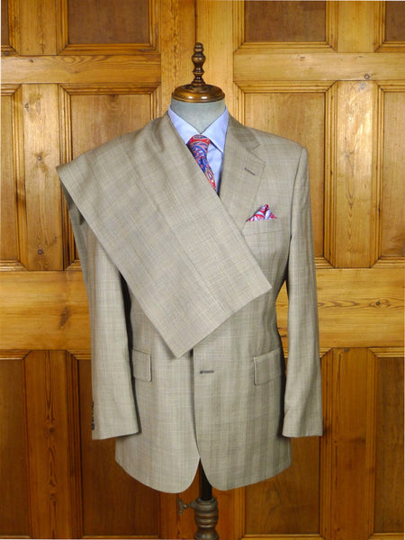26/0589 vintage aquascutum light brown glen check wool suit 41 regular