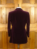 26/0601 beautiful 1973 vintage london bespoke burgundy silk-velvet shawl lapel dinner / smoking jacket 38 long