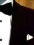 26/0601 beautiful 1973 vintage london bespoke burgundy silk-velvet shawl lapel dinner / smoking jacket 38 long