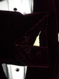 26/0601 beautiful 1973 vintage london bespoke burgundy silk-velvet shawl lapel dinner / smoking jacket 38 long