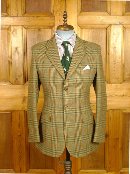 26/0602 near immcaculate bladen supasax green / amber glen check tweed jacket 38 regular to long