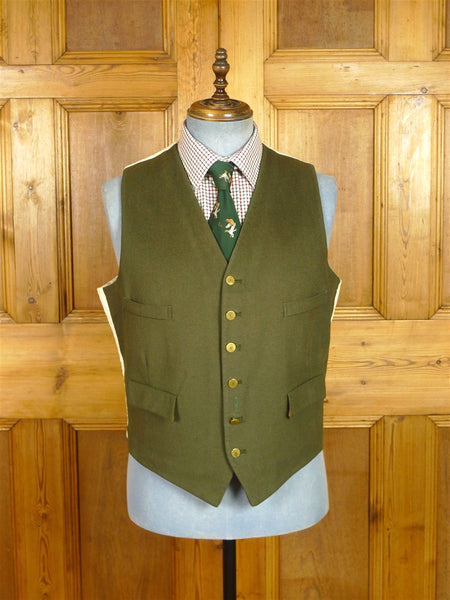 26/0604 vintage cordings of piccadilly green doeskin wool country waistcoat w/ tattersall lining 41