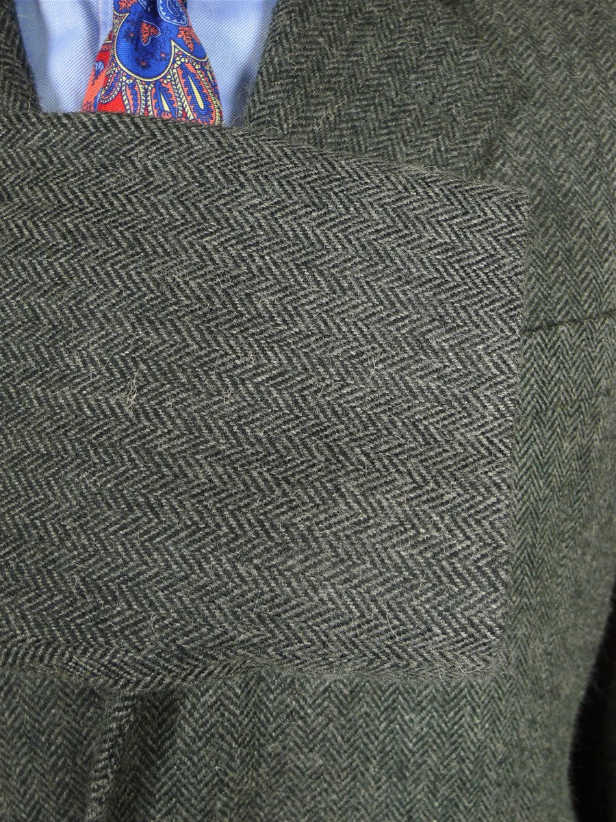 26/0605 immaculate 100% camelhair grey herringbone wool overcoat w/ velvet collar 42 regular