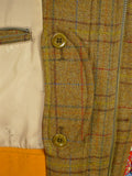 26/0606 near immaculate vintage daks (made by invertere) brown graph check tweed raglan sleeve shooting field coat w/ ghillie collar 44