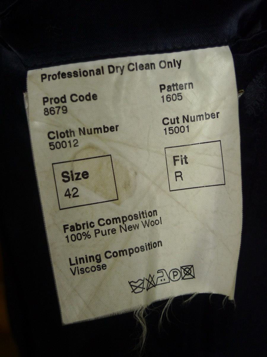 26/0613 vintage crombie navy blue wool fly-front overcoat coat 42-44 regular