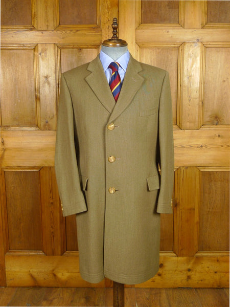 26/0593 immaculate vintage daks signature stone venetian wool covert coat w/ horn buttons 41-42 regular