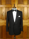 26/0599 vintage brioni canvassed black wool sb peak lapel dinner jacket w/ grosgrain silk facings 39-40 reg