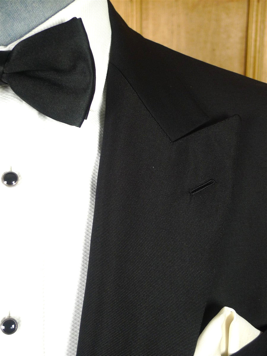 26/0599 vintage brioni canvassed black wool sb peak lapel dinner jacket w/ grosgrain silk facings 39-40 reg