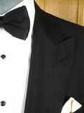26/0599 vintage brioni canvassed black wool sb peak lapel dinner jacket w/ grosgrain silk facings 39-40 reg