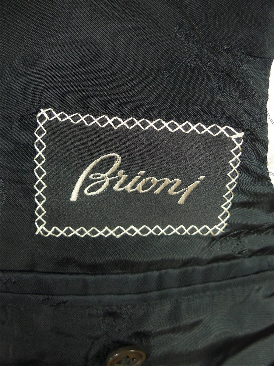26/0599 vintage brioni canvassed black wool sb peak lapel dinner jacket w/ grosgrain silk facings 39-40 reg