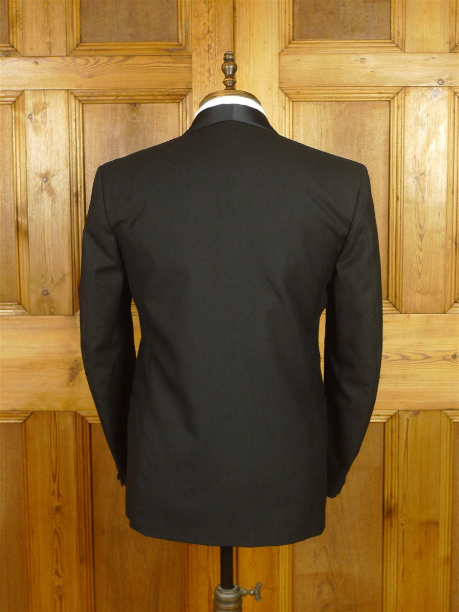26/0600 vintage british black wool dinner jacket w/ silk shawl lapel 38 regular
