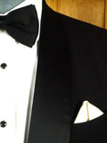 26/0600 vintage british black wool dinner jacket w/ silk shawl lapel 38 regular