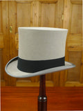 26/0617 vintage herbert johnson grey fur felt top hat w/ black band 56 cms