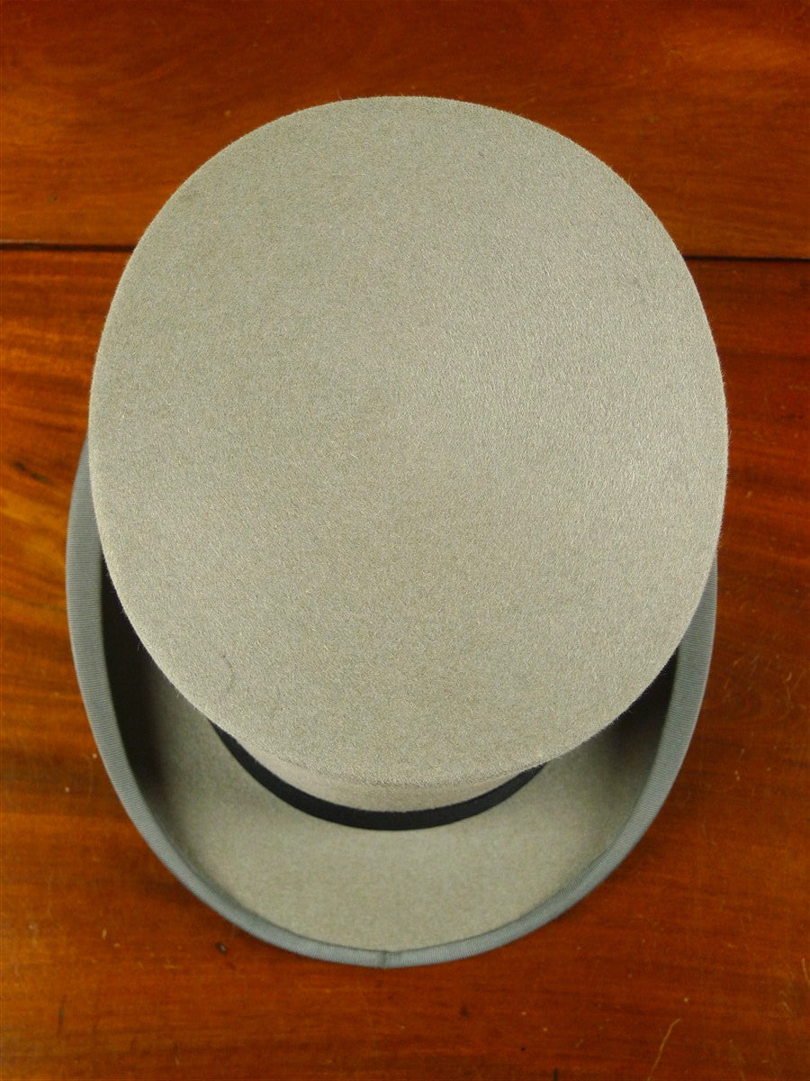 26/0617 vintage herbert johnson grey fur felt top hat w/ black band 56 cms
