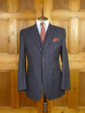 26/0626 stanley ley city of london navy blue rope-stripe 3-piece worsted suit 42 regular