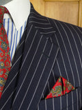 26/0626 stanley ley city of london navy blue rope-stripe 3-piece worsted suit 42 regular