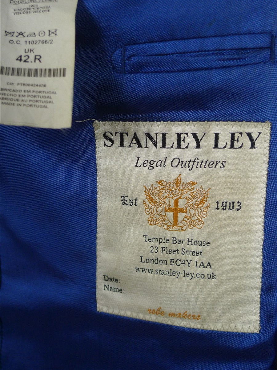 26/0626 stanley ley city of london navy blue rope-stripe 3-piece worsted suit 42 regular
